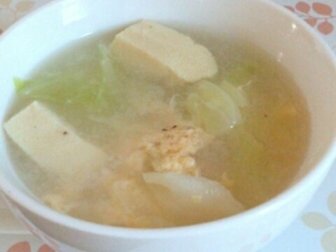 キャベツと高野豆腐の卵スープ